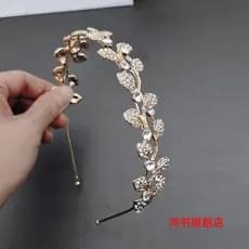 Flor de casamento dourada estilo menina coroa acessórios para o cabelo marca folha dourada bandana diário estilo Mori li