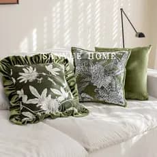 Fronha de sofá clássica americana, estilo ins, série verde, modelo, sala de estar, decoração, travesseiro, babados, cost