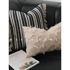 Algodão linho listrado malha borla travesseiro estilo silencioso travesseiro Retro sala de estar sofá decoração almofada