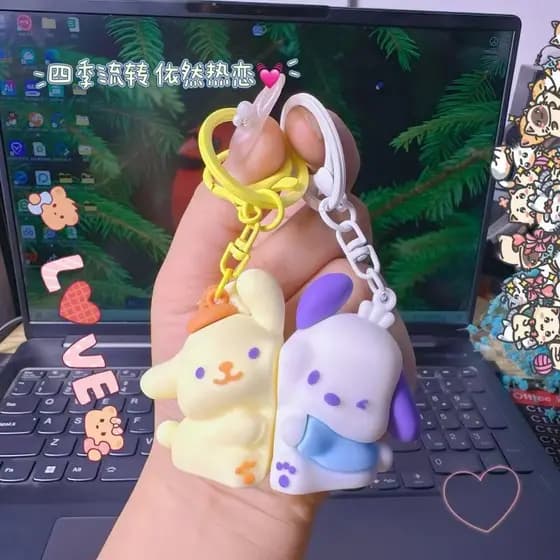 Bonito Pacha cão dos desenhos animados mochila ornamentos linha filhote de cachorro adesivos casal magnético chaveiro Ta
