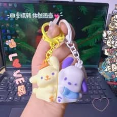 Bonito Pacha cão dos desenhos animados mochila ornamentos linha filhote de cachorro adesivos casal magnético chaveiro Ta