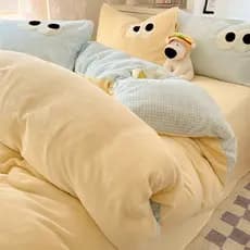 Estilo creme leite velo conjunto de quatro peças inverno engrossado flanela Coral velo colcha capa folha dormitório cama