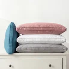 Travesseiro doméstico para dormir, médio e alto, suporte para pescoço, veludo, lavável, travesseiro baixo, par de algodã