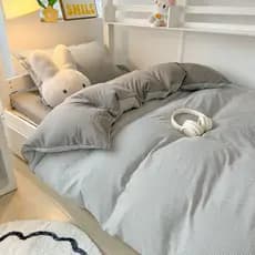 Conjunto de cama de quatro peças, simples, não puro, algodão, lençol, capa de edredom, dormitório estudantil, conjunto d