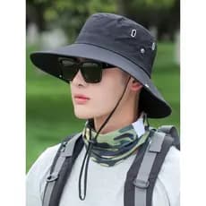 Chapéu masculino verão balde chapéu ao ar livre chapéu de sol respirável aba grande chapéu de sol montanhismo confortáve