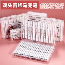 Conjunto de marcadores acrílicos de duas cabeças, 18/24 cores, à prova d'água, papel impervo, empilhável, haste redonda,