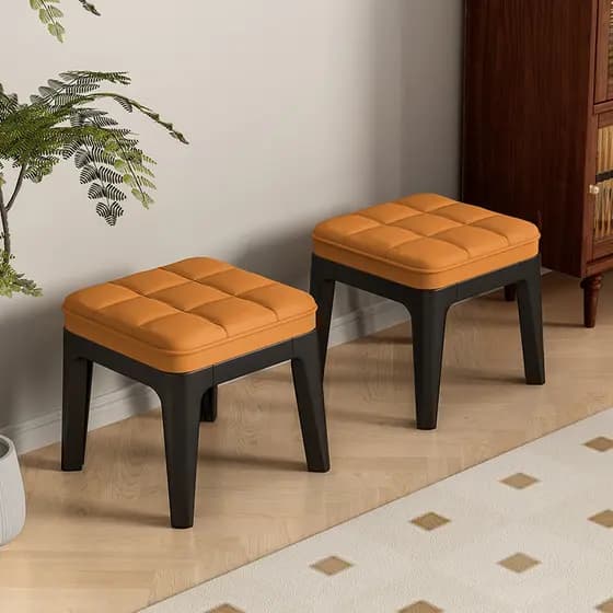 Banqueta baixa e baixa para sala de estar Almofada macia Banco empilhável para troca de sapatos Cadeira adulta espessada
