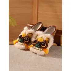 2026 novo estilo artesanal cabeça de tigre sapatos estilo étnico sapatos de pano adulto plana nacional na moda chinelos