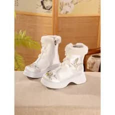 Antigo chinês Cheongsam Hanfu botas de algodão aumentando sapatos velo estilo étnico bordado sapatos de algodão Retro es