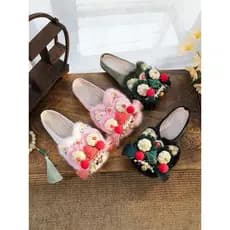 Retro estilo étnico sapatos bordados 2026 novo estilo nacional na moda chinelos planos adulto tigre Toe sapatos feminino