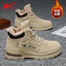 Puxar para trás sapatos masculinos de alta qualidade inverno veludo quente esportes casuais Martin botas de couro mascul