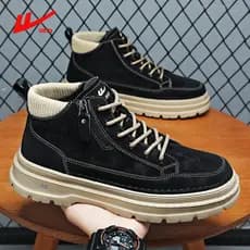 Pull Back Martin Botas Masculinas 2026 Novo Estilo Sapatos de Couro de Cano Alto Estilo Britânico Sapatos Masculinos de