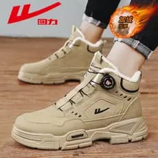 Puxar para trás sapatos masculinos genuínos outono inverno calor mais veludo grosso sapatos de algodão rendas-livre All-