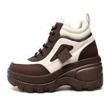 8cm sapatos de plataforma de aumento feminino pequeno sapatos de sola grossa outono inverno superfície de couro à prova
