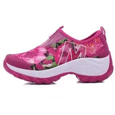 Flor cor sapatos para idosos oco respirável sapatos de viagem de meia-idade idosos sapatos de malha mãe sapatos de plata