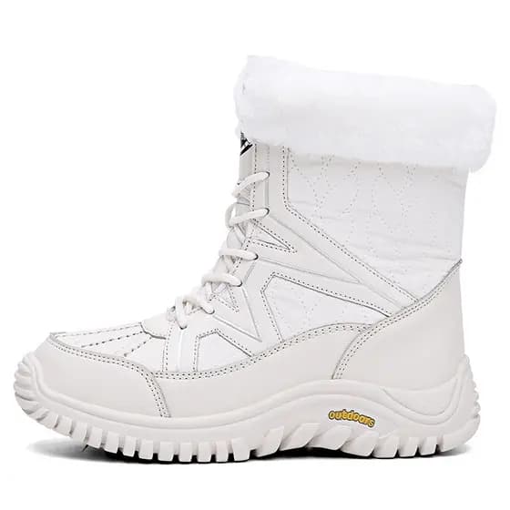 Botas antiderrapantes impermeáveis de cano médio Botas de neve espessadas Mulheres ao ar livre Sapatos de algodão de can