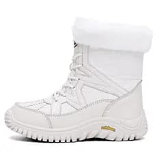 Botas antiderrapantes impermeáveis de cano médio Botas de neve espessadas Mulheres ao ar livre Sapatos de algodão de can