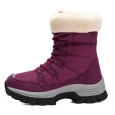 Botas de neve para idosos de meia-idade, mulheres, inverno, ao ar livre, antiderrapante, à prova d'água, forro de lã, en