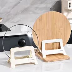 Suporte de bancada de cozinha doméstico moderno estilo simples pote capa placa corte prateleira prática estudo Notebook