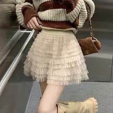 Plus Size roupas femininas gordura mm saia curta saia feminina verão Super fada Mori doce princesa saia Design bolo saia