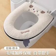 Almofada de assento do vaso sanitário doméstico resistente à sujeira inverno bonito engrossado tipo zíper anel de toalet