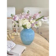 Bananana vaso loja estilo nórdico Design bonito tambor azul vaso de flores puro mar azul decoração salão beleza