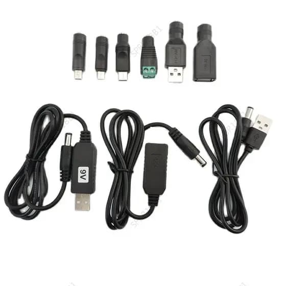 USB Para DC 5V 9V 12V Tipo a Macho Fêmea Mini 5pin C Linha De Reforço De Energia 5.5x2.1mm Step UP Módulo Conversor Cabo