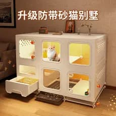 Exportação [Design Anti-areia] Gaiola para gatos Villa para gatos Banheiro interno doméstico Armário para gatos integrad