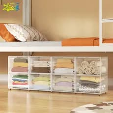 Caixa de armazenamento de cama plana transparente engrossado plástico estudante dormitório organizador caixa grande capa