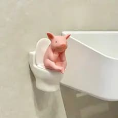 [Jogo de banheiro] Porco higiênico de vinil, enfeites de mesa fofos Pooh, decoração de casa para dormir