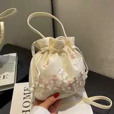 Arte Original antigo estilo chinês Hanfu Cheongsam veludo bordado borla saco do telefone móvel cordão portátil Cross-cor