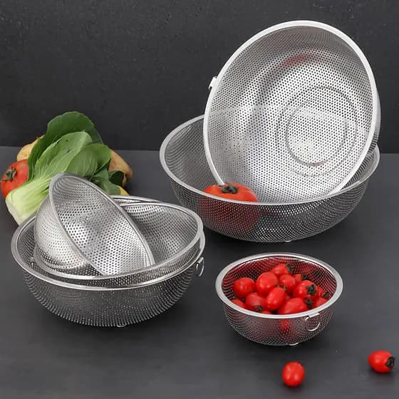 Bacia de drenagem de aço inoxidável grosso bacia de drenagem doméstica cozinha bacia de lavagem de arroz cesta de vegeta