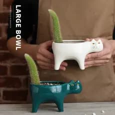 Criativo bonito gato cauda vaso de flores cerâmica único dos desenhos animados Animal simples suculento macaco cauda Pos