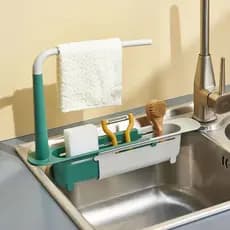 Pia retrátil rack de armazenamento cesta de drenagem filtro pia lavar louça pano rack cozinha Pull-out armazenamento gan
