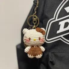 Feito à mão coco Latte Kitty gato diy Material pacote lã chaveiro pingente boneca caseira presente para namorada