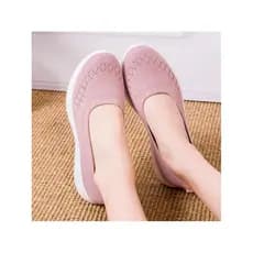Verão novo estilo respirável voando tecido malha sapatos femininos confortáveis sapatos de mãe de sola macia plana velho
