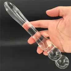 Haste de vidro Irregular sólida com alto teor de borosilicato, cabeça redonda, massagem grossa, transparente, suave, red