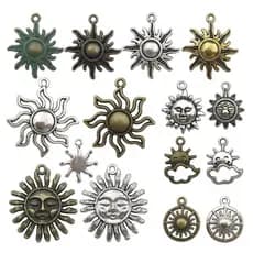 Misto 42 Retro liga sol pingentes diy jóias acessórios tibetano prata pequenos acessórios pingente vendas diretas conjun