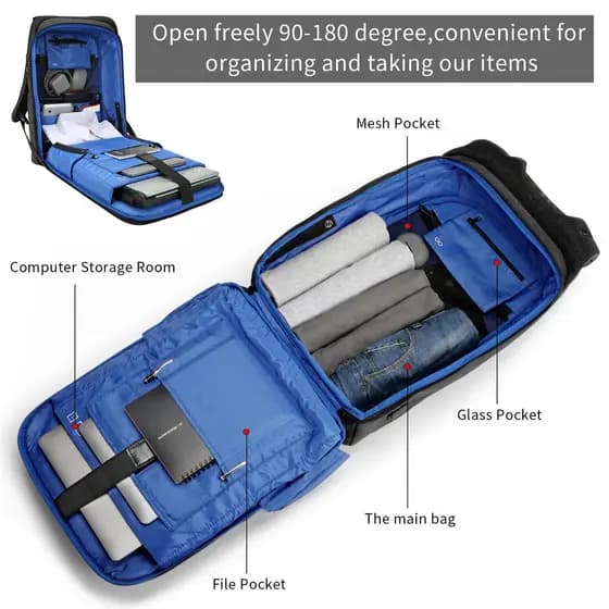 Reis nova mochila usb simples reflexivo aberto completo computador japonês mochila leve mochila masculina de negócios