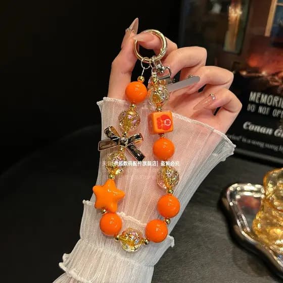 Ano Novo Laranja da Sorte Adequado para Apple 17pro Pingente de Corrente para Celular Ano do Cavalo Próspera Fortune Cha