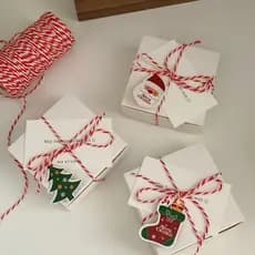 Corda de algodão de natal fio de algodão vermelho diy corda de duas cores estreita fita longa corda de cânhamo presente