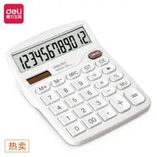 Deli TE837C Calculadora de mesa Solar Dual Power Desktop Calculadora Botão grande Computador de 12 dígitos
