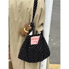 Bolsa de bolinhas estilo coreano ins retrô bolsa de veludo bolsa mensageiro bolsa de ombro menina estudante fofa All-Mat