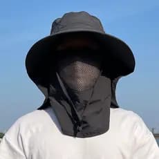 Chapéu de sol de pesca de peixe masculino protetor de pescoço de rosto inteiro ao ar livre guarda-sol montanhismo chapéu