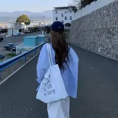Coreano preguiçoso atmosfera carta branca bolsa de lona ins estilo grande capacidade impresso bolsa de ombro simples sac