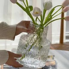 Vaso de vidro glaciar estilo europeu, flor seca transparente, arranjo de flores para sala de estar, levantamento de água