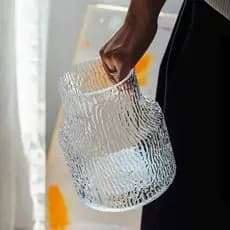 Ins estilo influenciador congelado glaciar vaso de vidro transparente arranjo flor rosa sala estar decoração luz estilo
