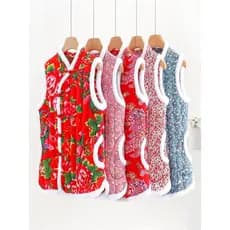 Estilo nacional nordeste grande flor colete feminino inverno senhoras fivela colete térmico acolchoado colete superior f