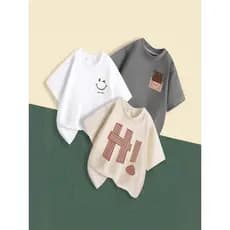 2025 verão novos produtos crianças classe A puro algodão de manga curta camiseta roupas infantis meninos meninas Casual