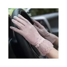 Ultravioleta verão gelo seda tela sensível ao toque luvas protetor solar feminino renda fina flor Anti-ultravioleta cond